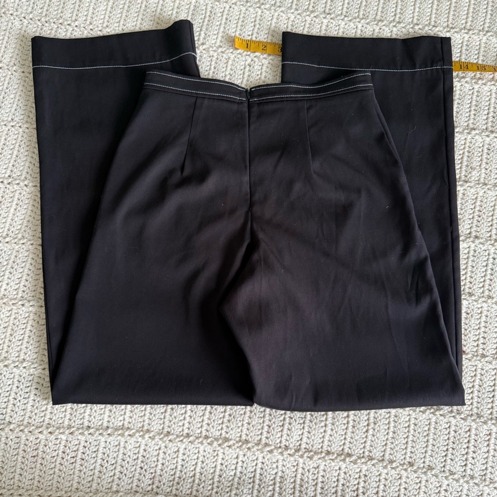 Georgia Alice Black Wide Leg Trousers with White Contrast Stitching Size 4 - Picture 14 of 15